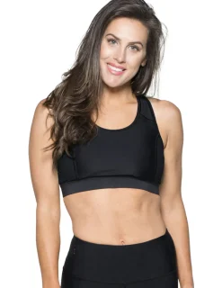 Women Tuga Sunwear Swim Shirts & Rash Guards|Women's Swim Sport Top (Regular & Plus Size) - Black