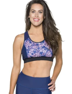Women Tuga Sunwear Swim Shirts & Rash Guards|Women's Swim Sport Top (Regular & Plus Size) - Paisley/Navy