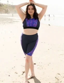 Women Tuga Sunwear Swim Shirts & Rash Guards|Women's Swim Sport Top (Regular & Plus Size) - Paisley/Navy